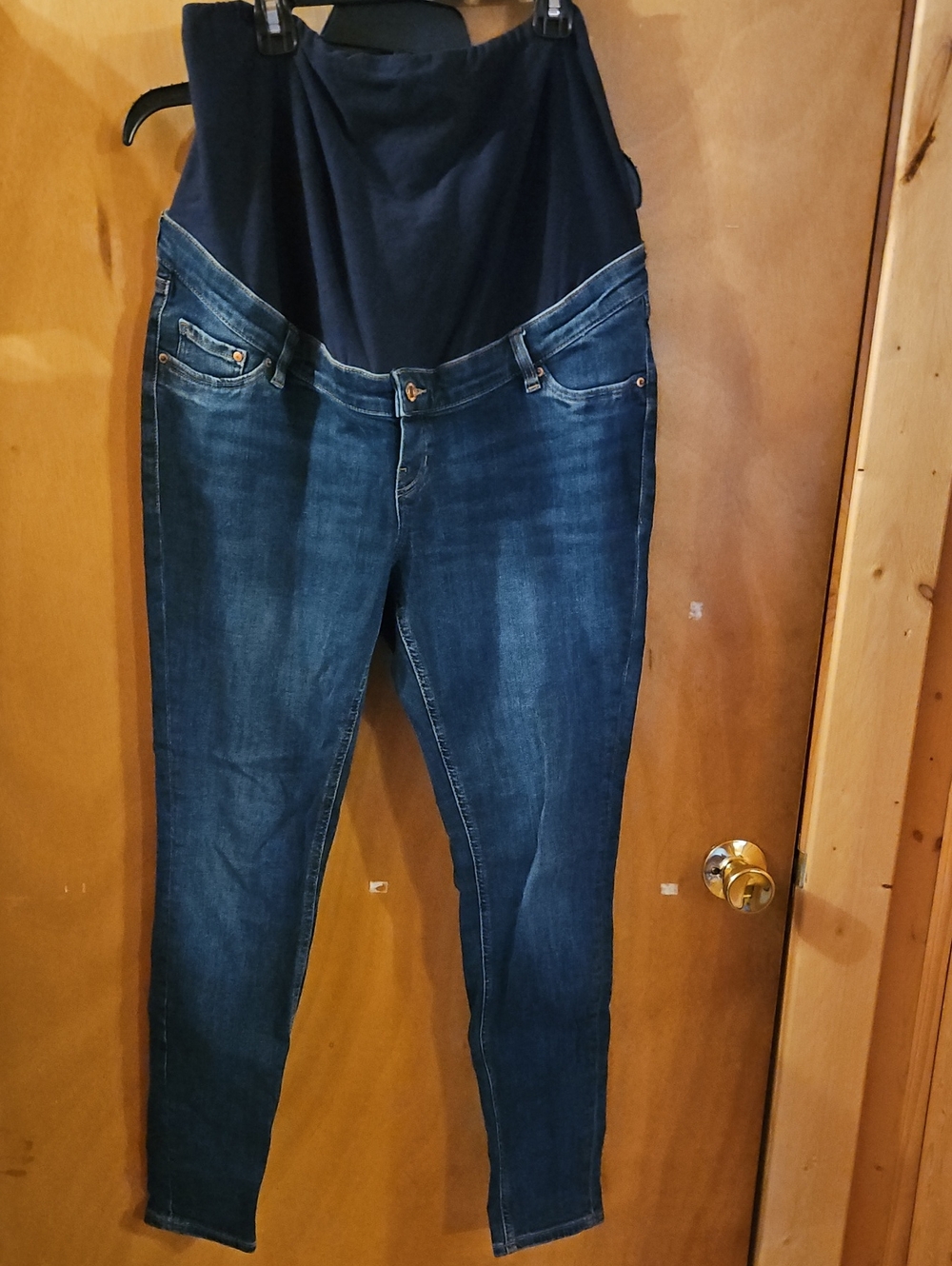 H&M Dark Indigo Maternity Jeans with Black Stretch Panel